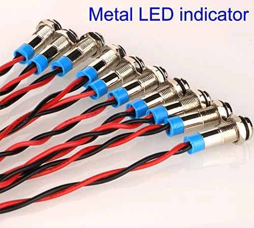 10pcs 6mm LED Metal Indicator Light for AC/DC Applications (12-24V)