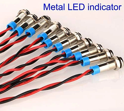 10pcs 6mm LED Metal Indicator Light for AC/DC Applications (12-24V)