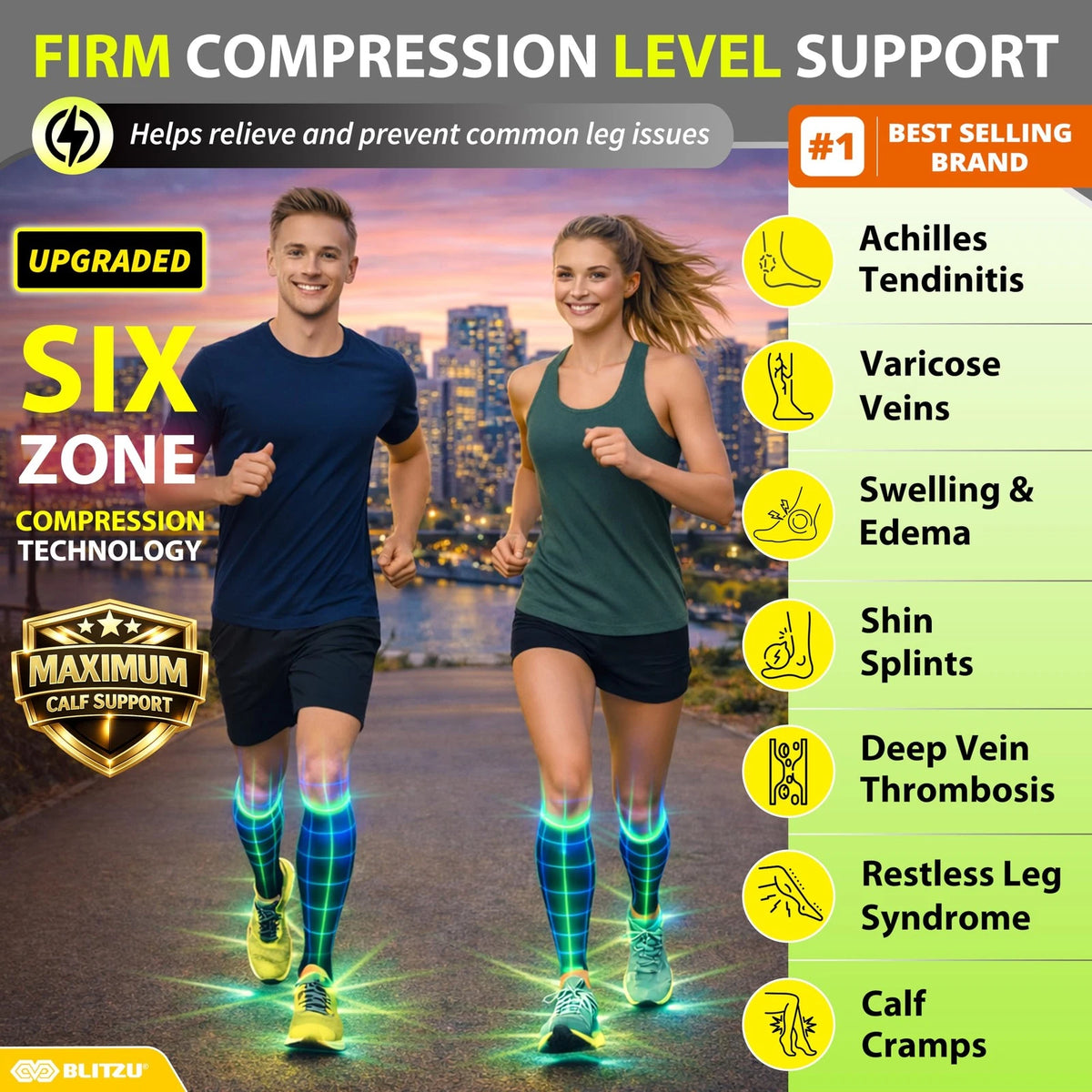 Calf Compression Sleeves for Men and Women (Large/X-Large, Black)