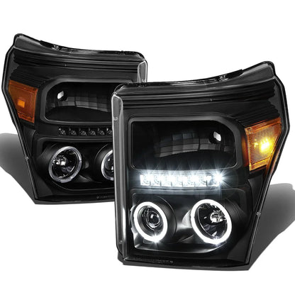Dual Halo Projector LED DRL Headlight & Fog Light Set for Ford Super Duty (2011–2016)