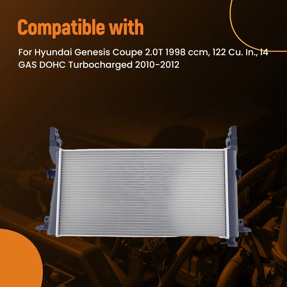 Cooling Radiator for Hyundai Genesis Coupe 2.0T AT (2010–2012) 13120 Aluminum