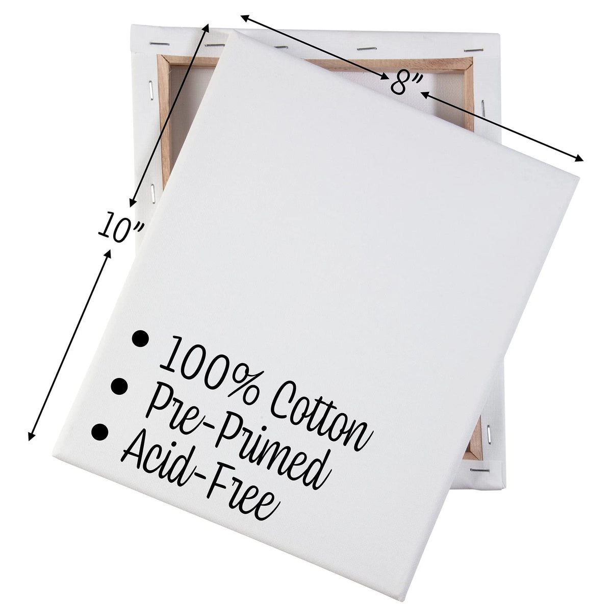 Set of 12 Stretched Canvas Boards 8 x 10 - Classic White Blank