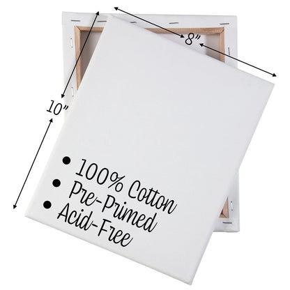 Set of 12 Stretched Canvas Boards 8 x 10 - Classic White Blank