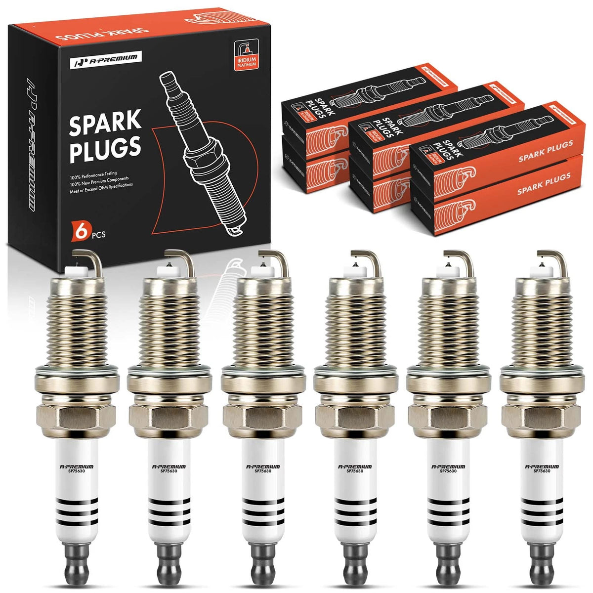 Set of 6 Iridium & Platinum Spark Plugs for Audi A3 Quattro (2006–2009) 101905606A, 7563