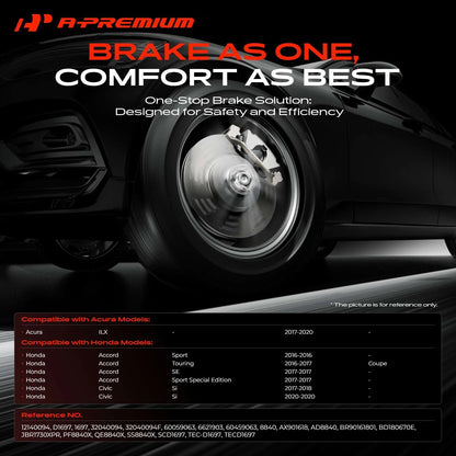 Set of 4 Front Disc Brake Rotors & Ceramic Pads for Honda Civic (2017–2020) 32040094F, JBR1730XPR, PF8840X