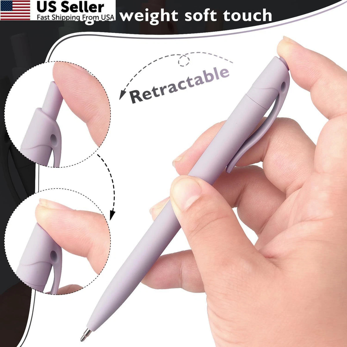 8-Pack Retractable Ballpoint Pens for Pastel Color Writing