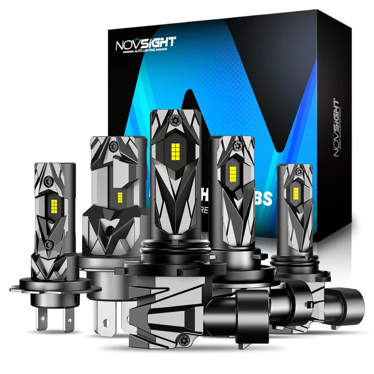 Set of 4 LED Headlight Bulbs H4 H7 H11 9005 9006 6500K Bright Lamps