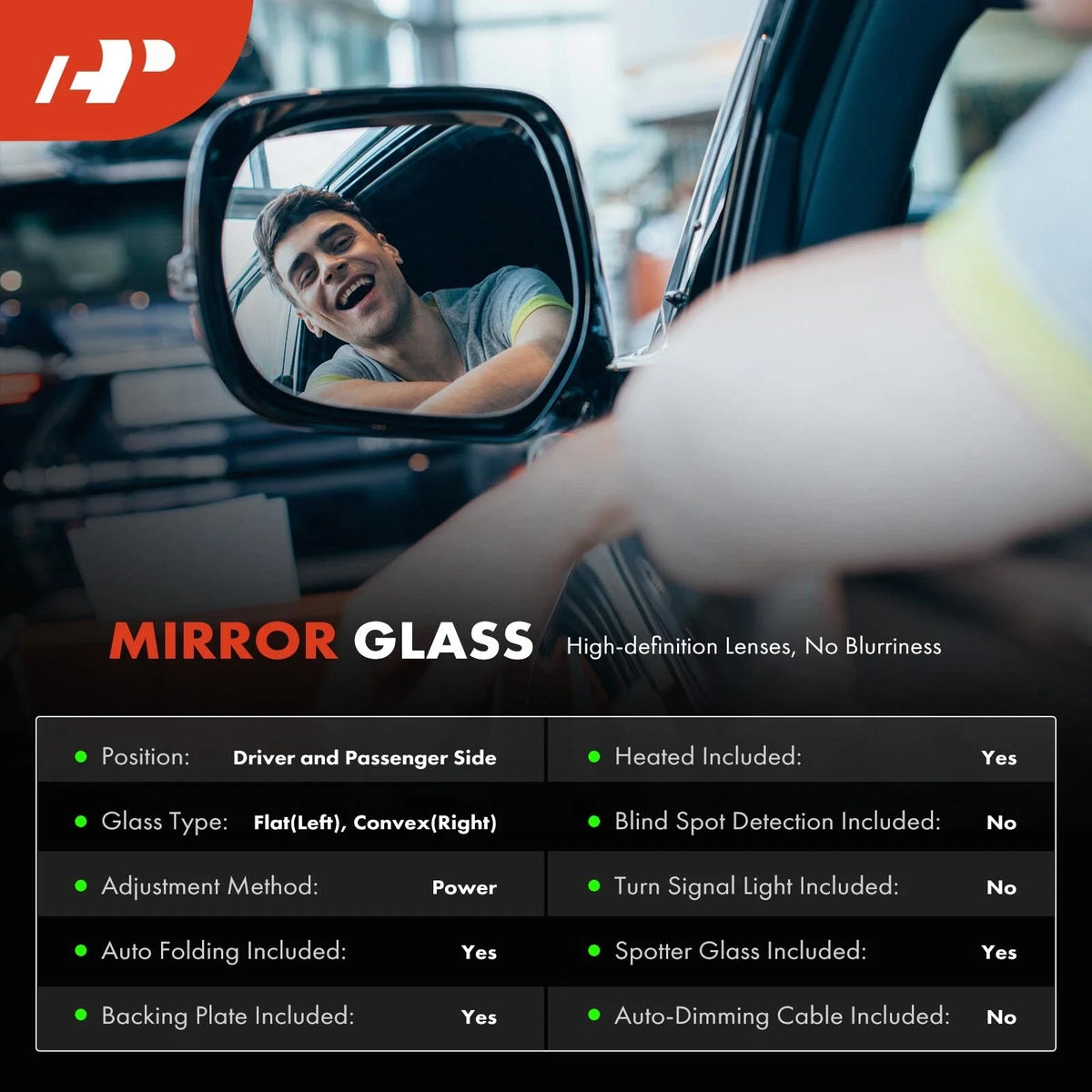 Power Mirror Glass Pair with Spotter & Heated for Ford Fusion (2013–2020)