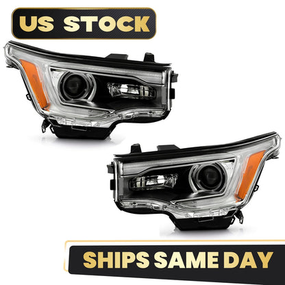 Halogen Headlight Pair for GMC Acadia SL (2017–2019) W/Bulb W/O LED DRL Chrome