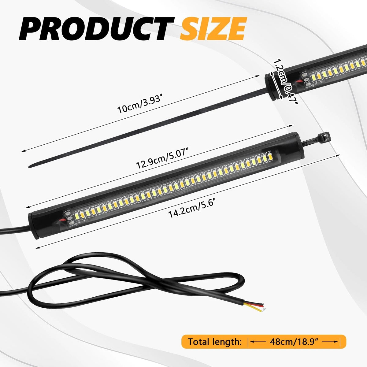 2X Flexible LED Turn Signal Light for Motorcycle (White+Amber)
