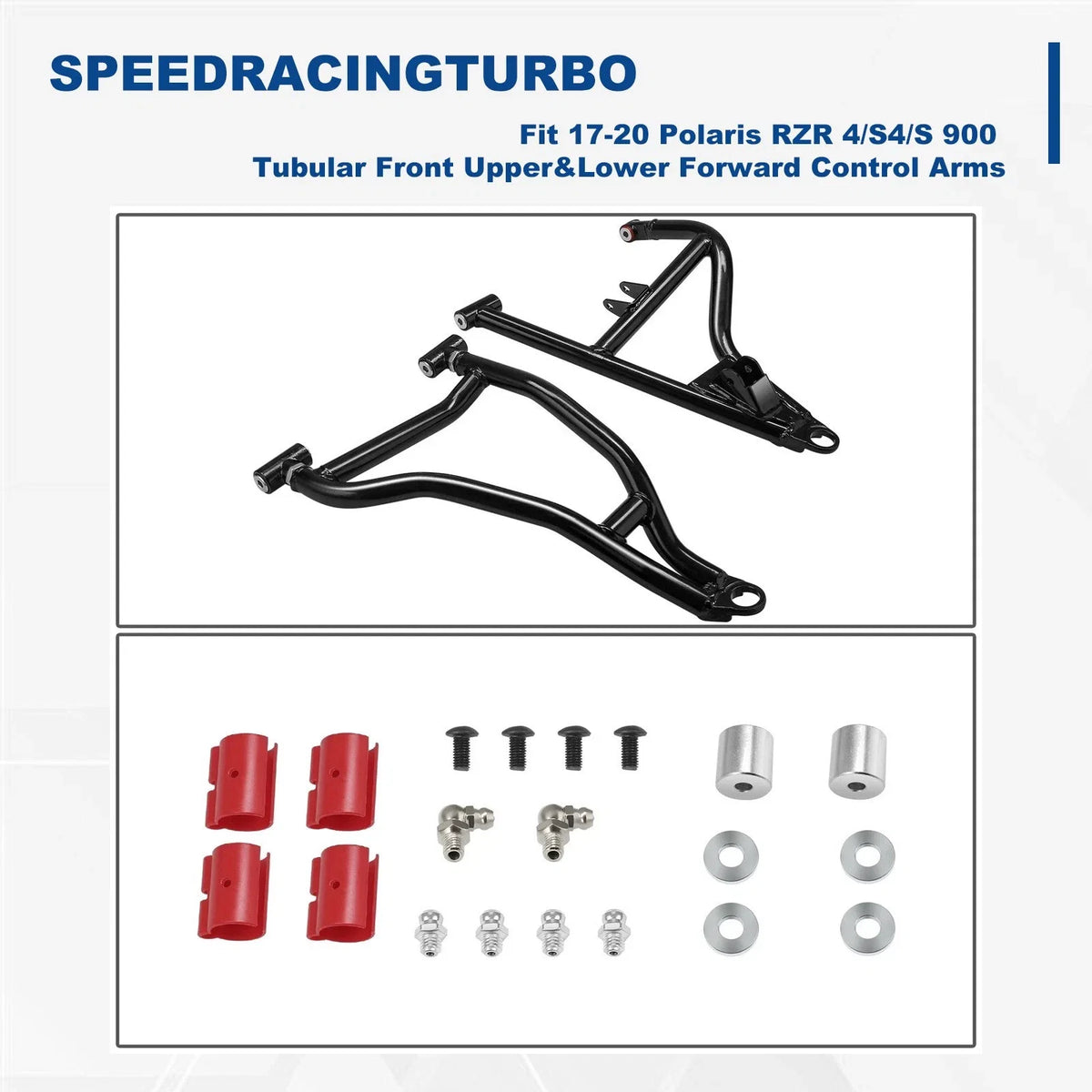 Set of 2 Tubular Front Upper & Lower Control Arms for Polaris RZR 900 (2017–2020)