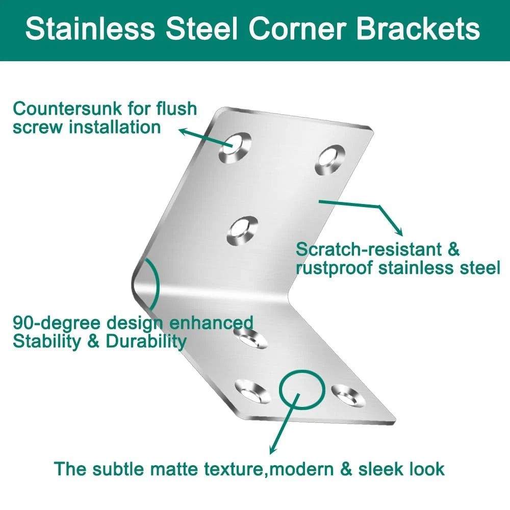 18Pcs L Bracket for Wood, Stainless Steel Corner Brace 2"x2"x2"