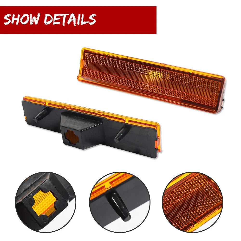 Amber Lens Front Side Marker Lights for Ford Bronco F150 F250 F350