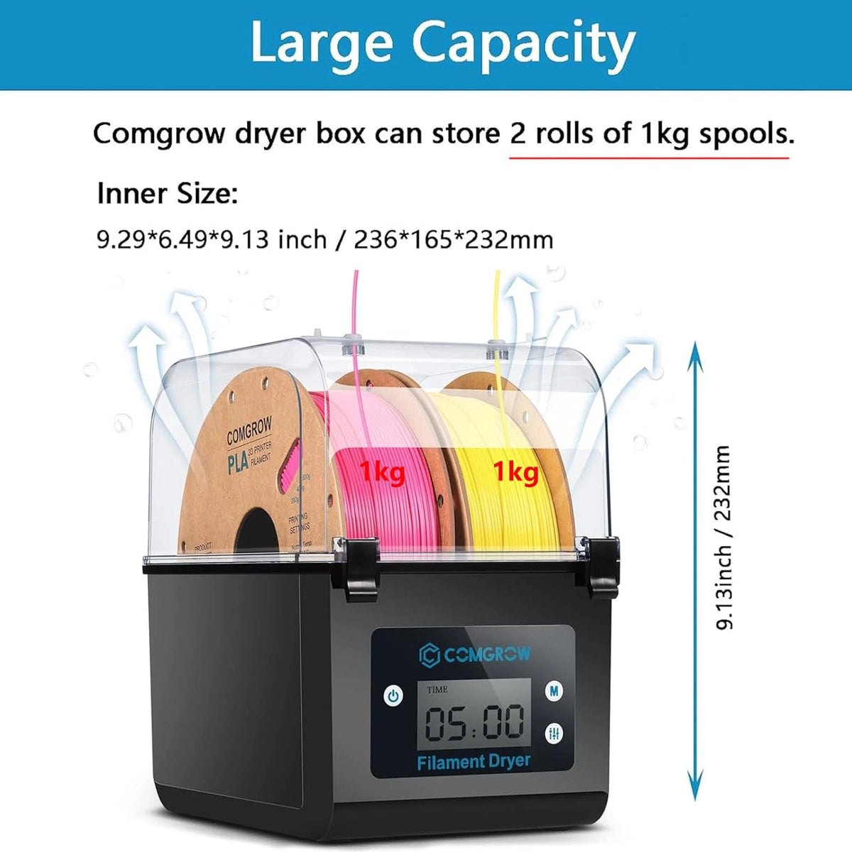 2 kg Filament Dryer Box for 3D Printers (Transparent)