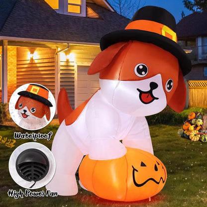 5.2 FT Thanksgiving Inflatable Dog Outdoor Decoration - Cute Pup Yard Decor