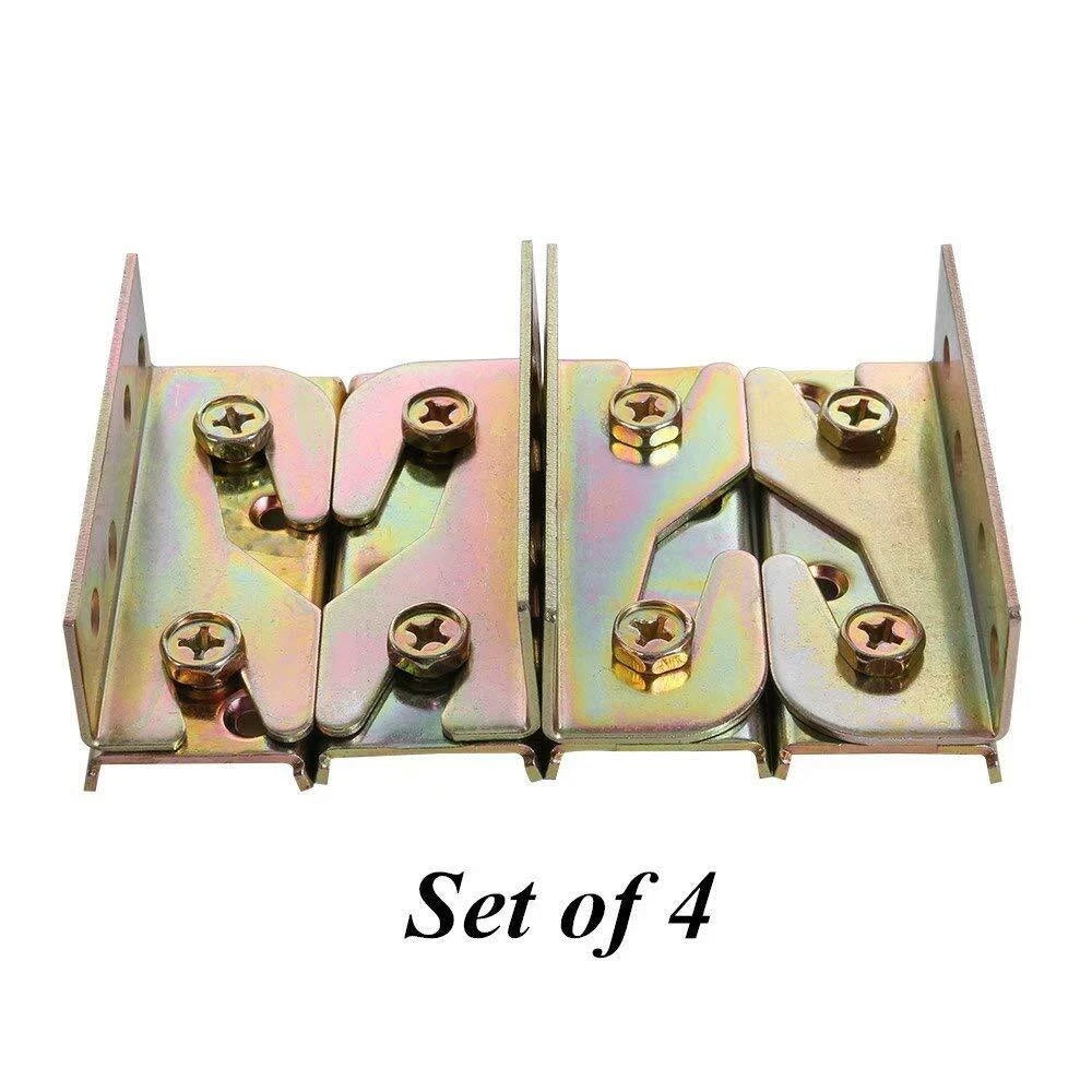 Set of 4 Heavy Duty Non-Mortise Bed Rail Brackets for
