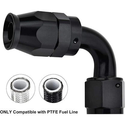 Set of 4 90 Degree 6AN PTFE Hose End Fittings for PTFE Hose Only