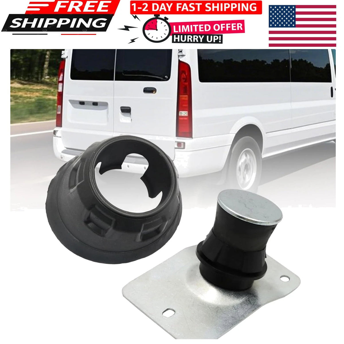 Rear Door Bumper Reinforcement Holder & Magnet Cover Trim for Ford Transit