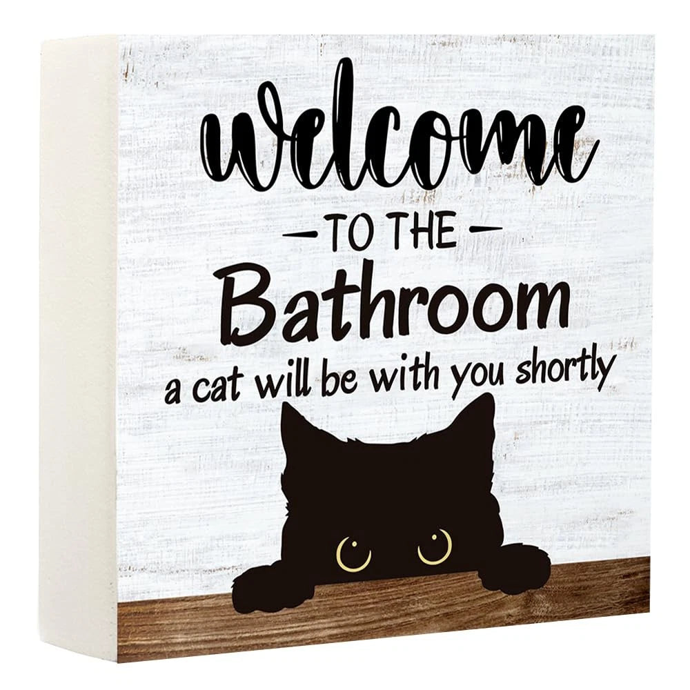 Welcome to The Funny Farmhouse Bathroom Decor 5x5 Inches