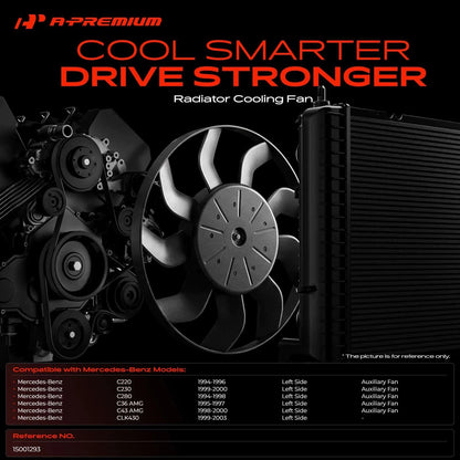 A-Premium Left Cooling Fan Assembly w/ Shroud for Mercedes-Benz C220 C230 CLK430 (15001293, 620-920)
