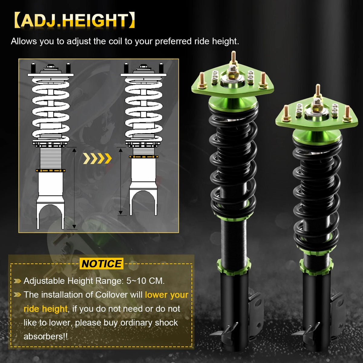 Coilovers for Subaru Forester, Impreza (2003–2008) Adjustable Height