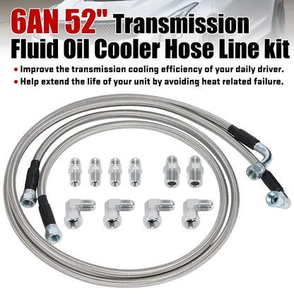 6AN 52" Transmission Fluid Oil Cooler Hose Line Kit for GM Chevy Ford