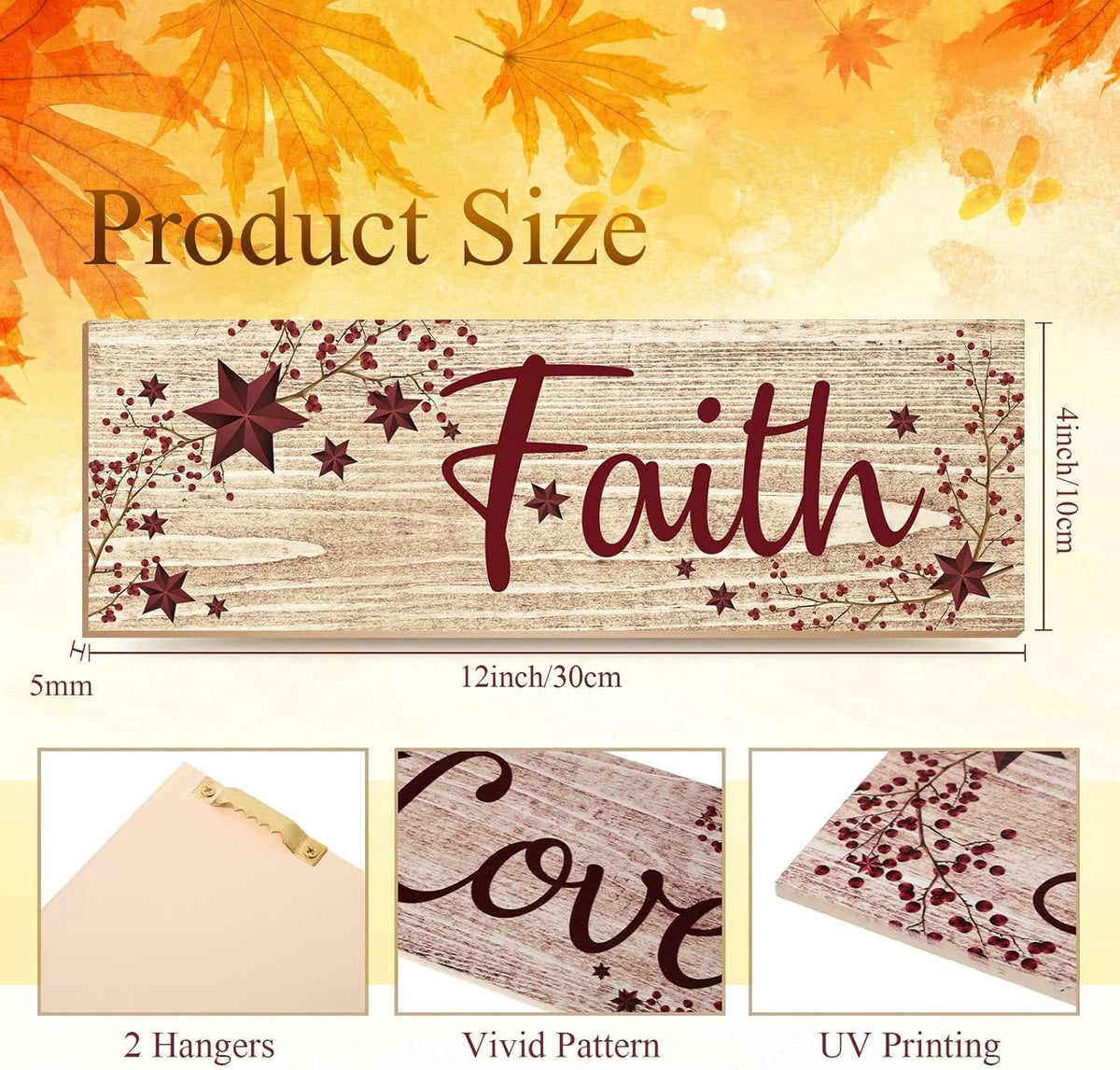 3 Pieces Wooden Signs for Home Decor (Country Style)