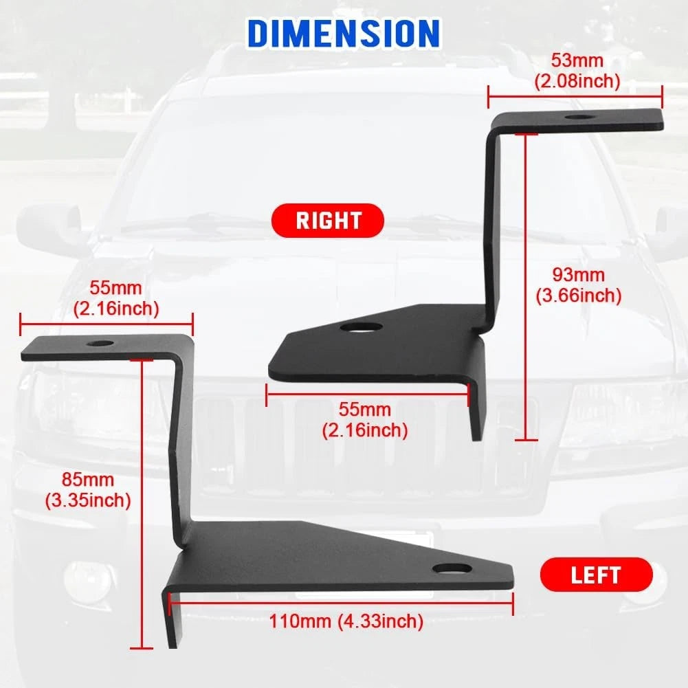 Pair of Pillar Ditch Light Mounting Brackets for Jeep Grand Cherokee WJ (1999–2004)