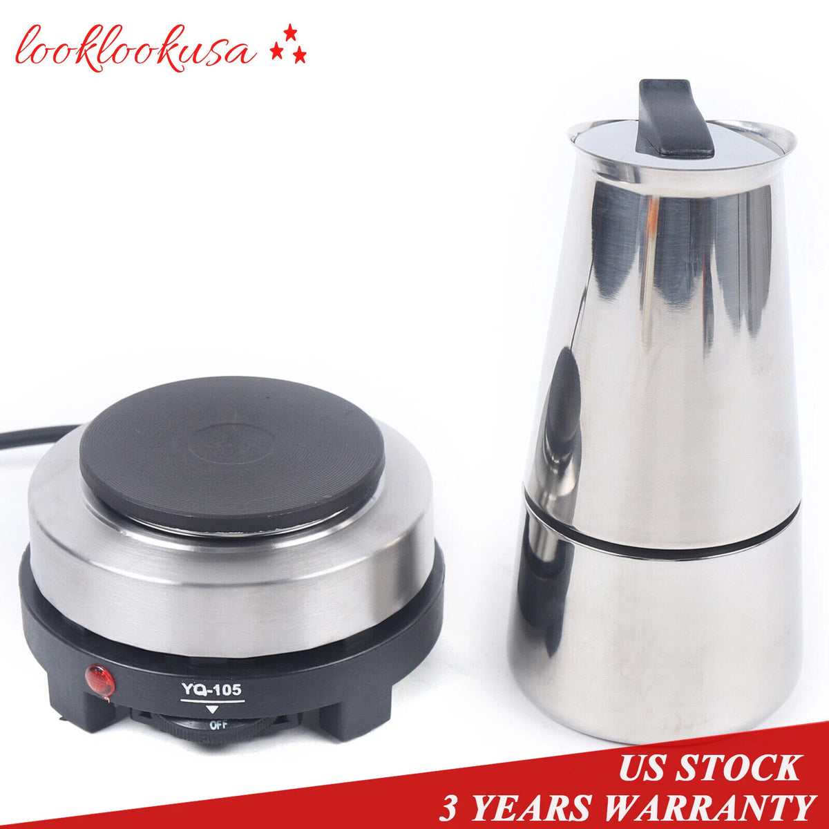 4-Cup Stainless Steel Moka Pot Espresso Maker for Stovetop