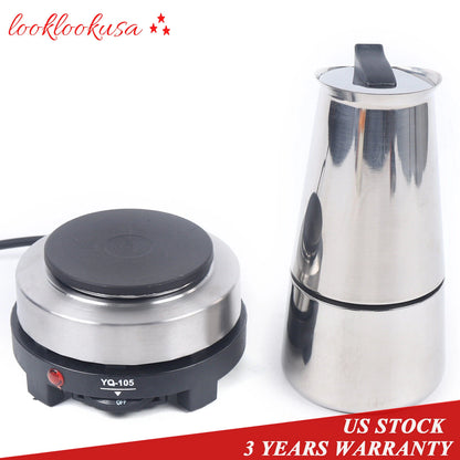 4-Cup Stainless Steel Moka Pot Espresso Maker for Stovetop