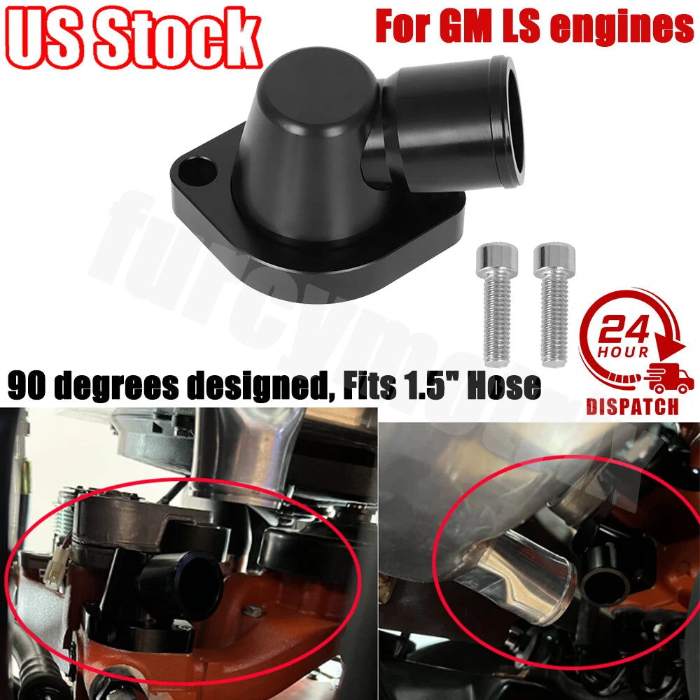Swivel Thermostat Housing for GM LS Engine (90) 1.5" Black Billet