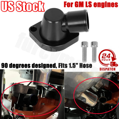 Swivel Thermostat Housing for GM LS Engine (90) 1.5" Black Billet