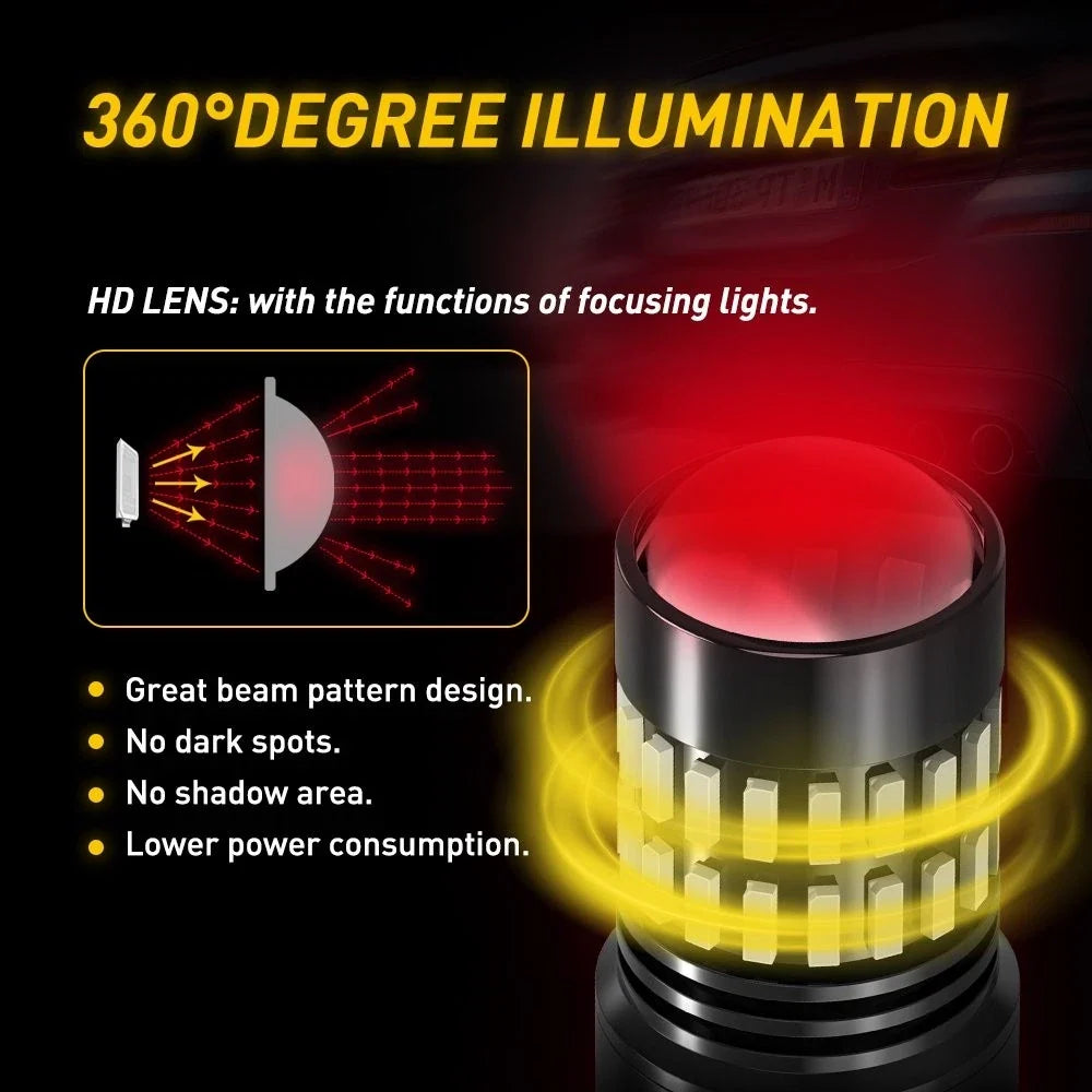 2X Red LED Turn Signal Brake Tail Light Bulbs for AUXITO 7443 7440
