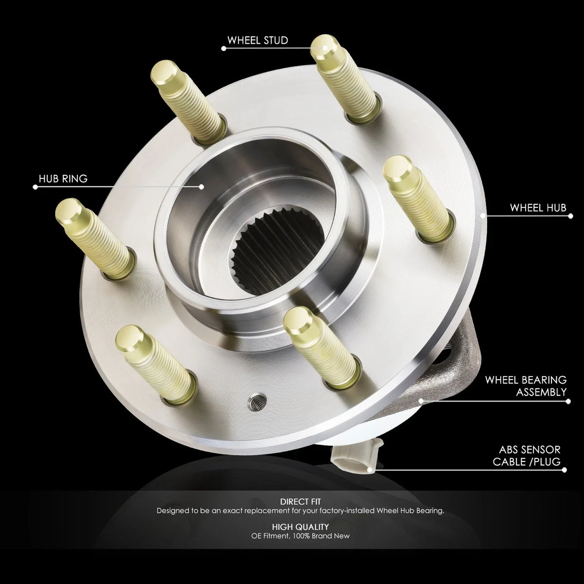 Wheel Bearing & Hub for Cadillac CTS SRX STS RWD (2004–2011) 6-Lug