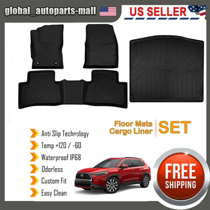 Set of 4 Floor Mats + Cargo Trunk Liner for Toyota Corolla Cross (2022–2024) Car-Techs-30025