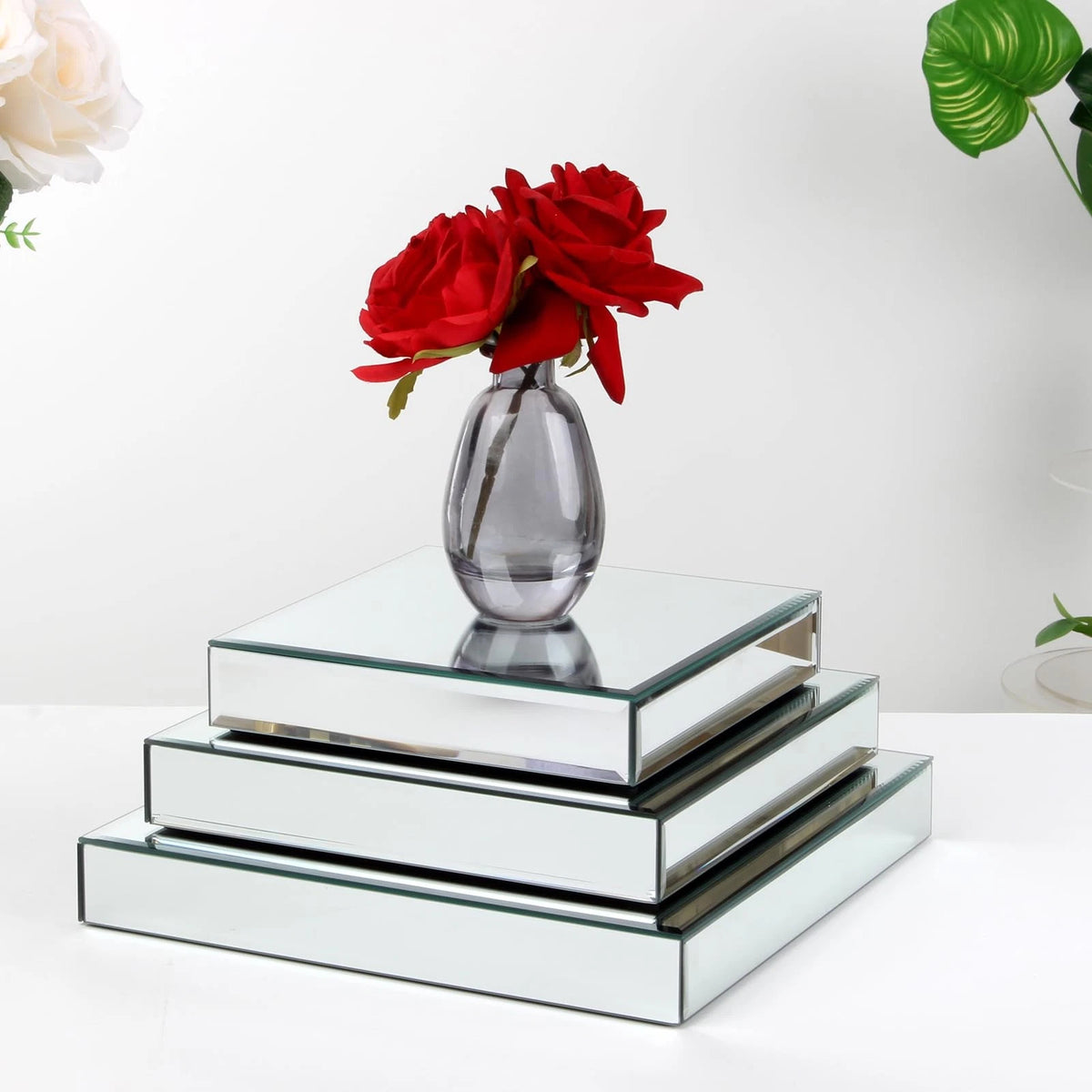 Square Mirror Display Stand for Automotive Use