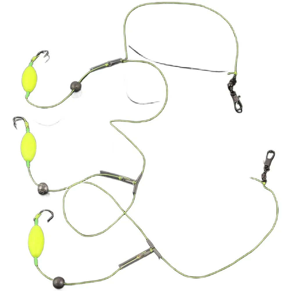 3 Hook Fishing Rig with High Carbon Steel Hooks for Freshwater Saltwater Carp