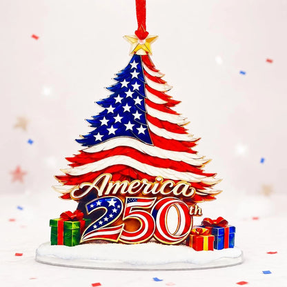 USA 250th Anniversary Christmas Ornament - Patriotic Design