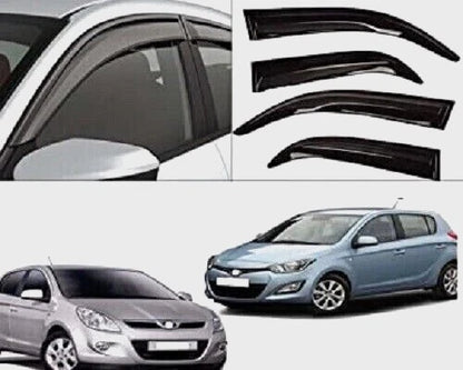 Set of 4 Door Visors for Hyundai i20 (2008–2015) Wind Rain Deflector Black