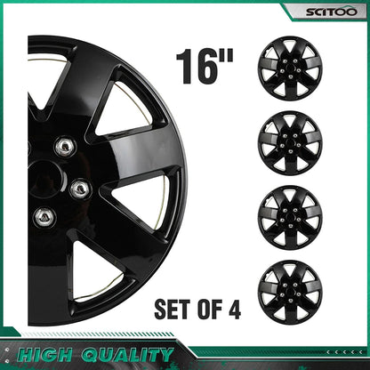 Set of 4 Black 16" Wheel Covers for R16 Tire & Rim