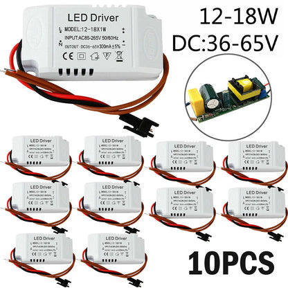 10X LED Driver Transformer Power Supply DC 18W 300mA