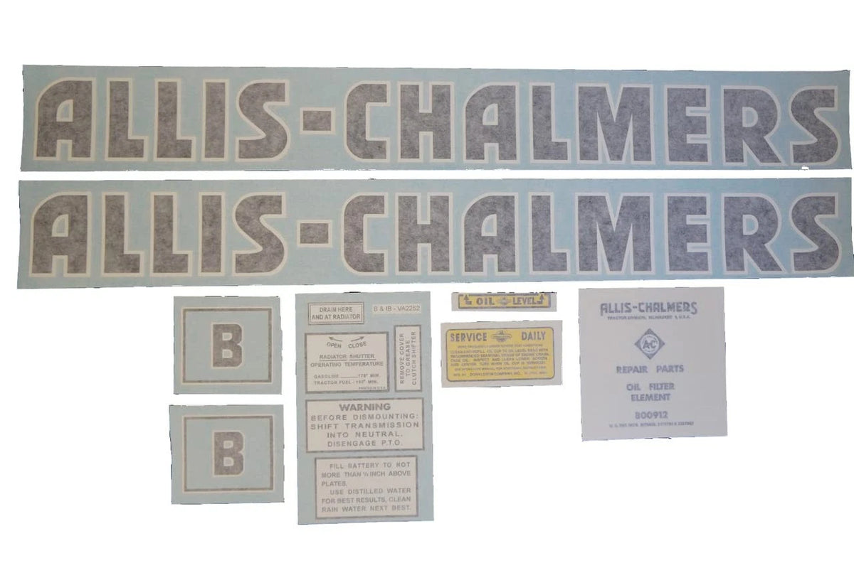 Vinyl Decal Set for Allis Chalmers B (Even Letters, Black)