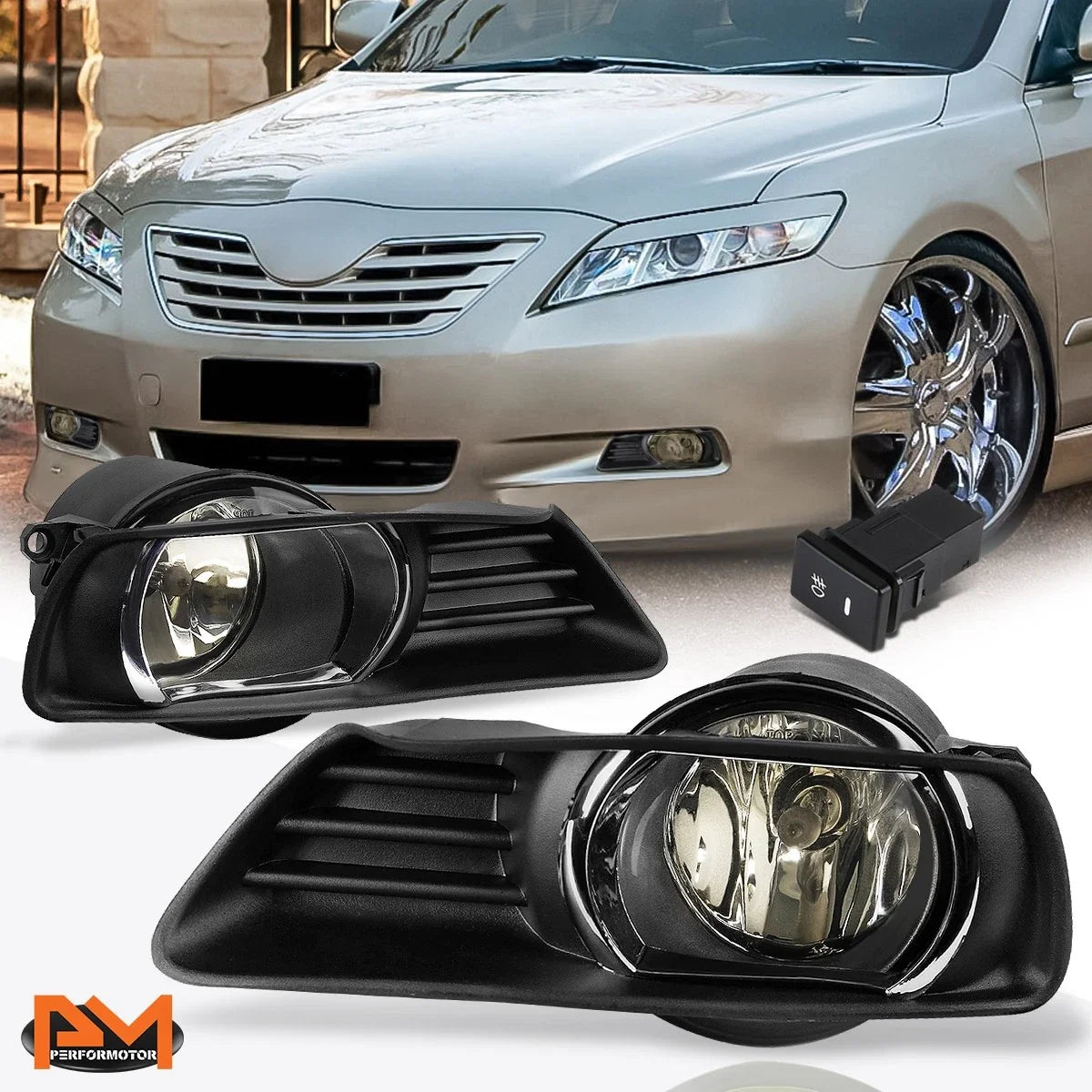 Fog Lights for Toyota Camry (2007–2009) - Smoked Lens, Bezel, Switch