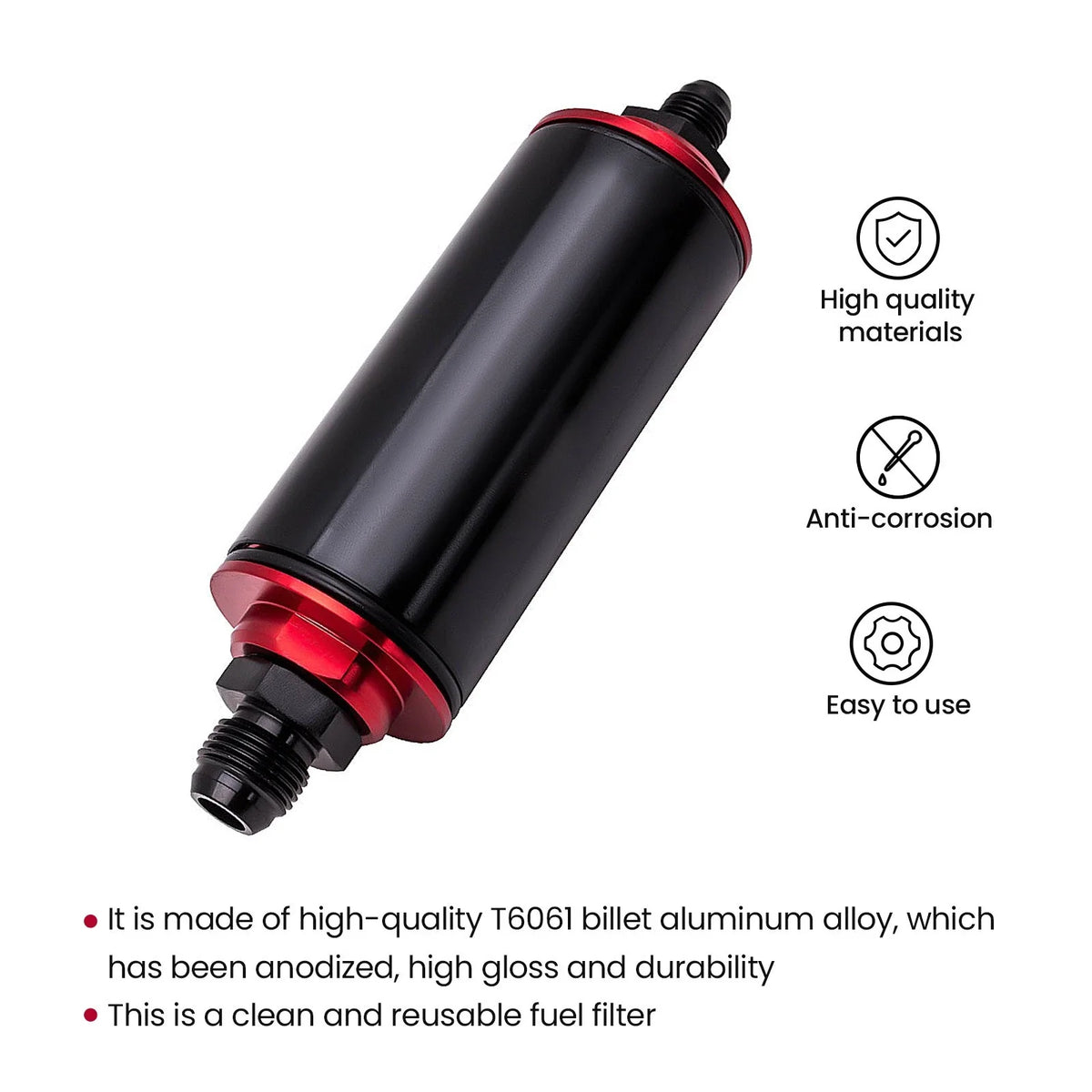 50mm 100 Micron In-Line Fuel Filter Kit for Universal (AN 6–10, 6–8–10)