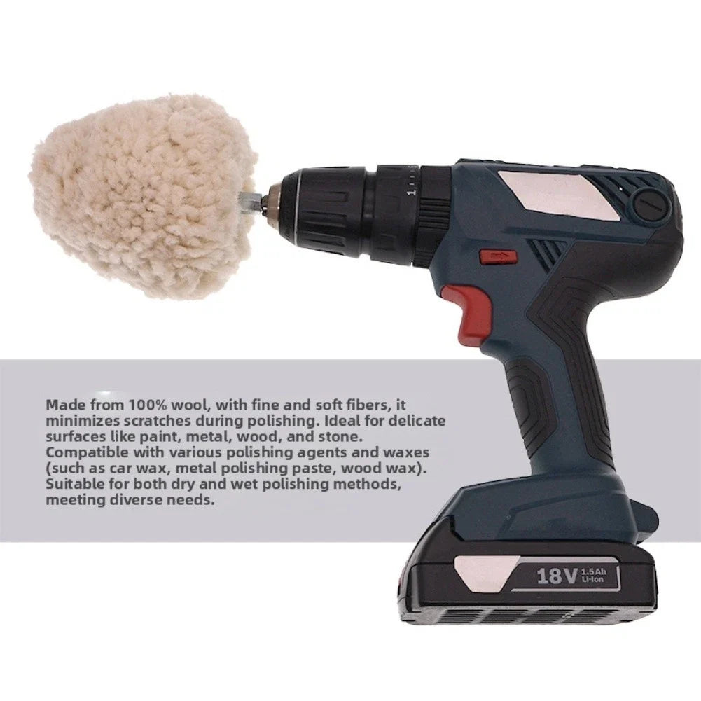 4 Inch Wool Buffing Ball Hex Shank for Polishing Metal Wood Surfaces