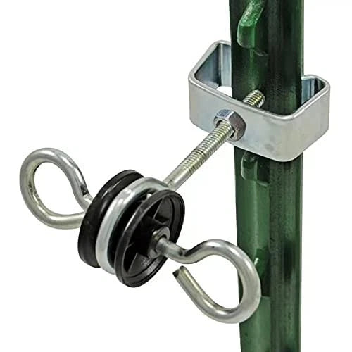 Set of 2 Electric Fence T-Post Gate Handle Anchors with Double Hooks