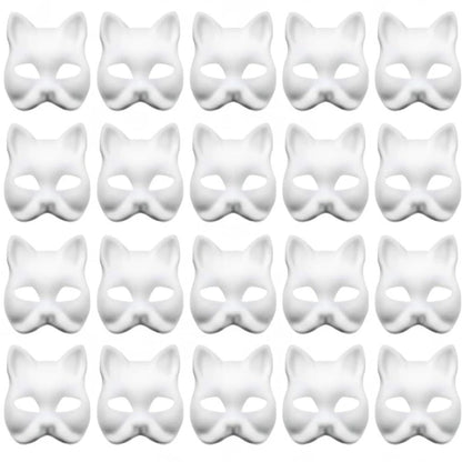 20Pcs Therian Mask White Cat Fox for DIY Painting