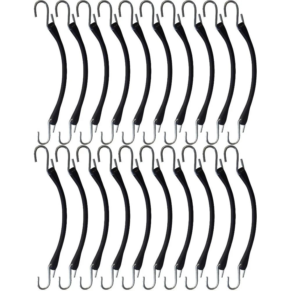 20 Pack 9" Heavy Duty Rubber Tarp Straps for Universal Use