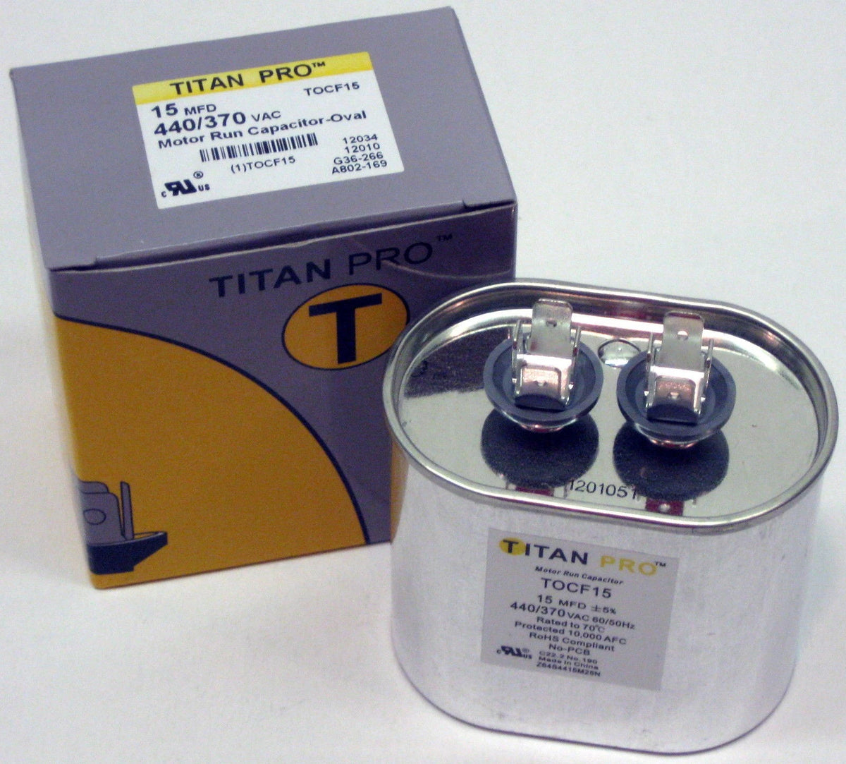HVAC Motor Run Capacitor 15 MFD/UF 440/370 Volts for TitanPro TOCF15