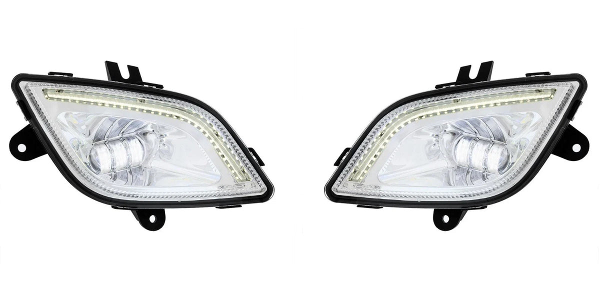 Chrome Full LED Fog Lights Lamps Replacement for Freightliner Cascadia (2018–2024)
